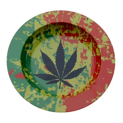 Askfat "Reggae Hampa" färgglad av metall (14cm)